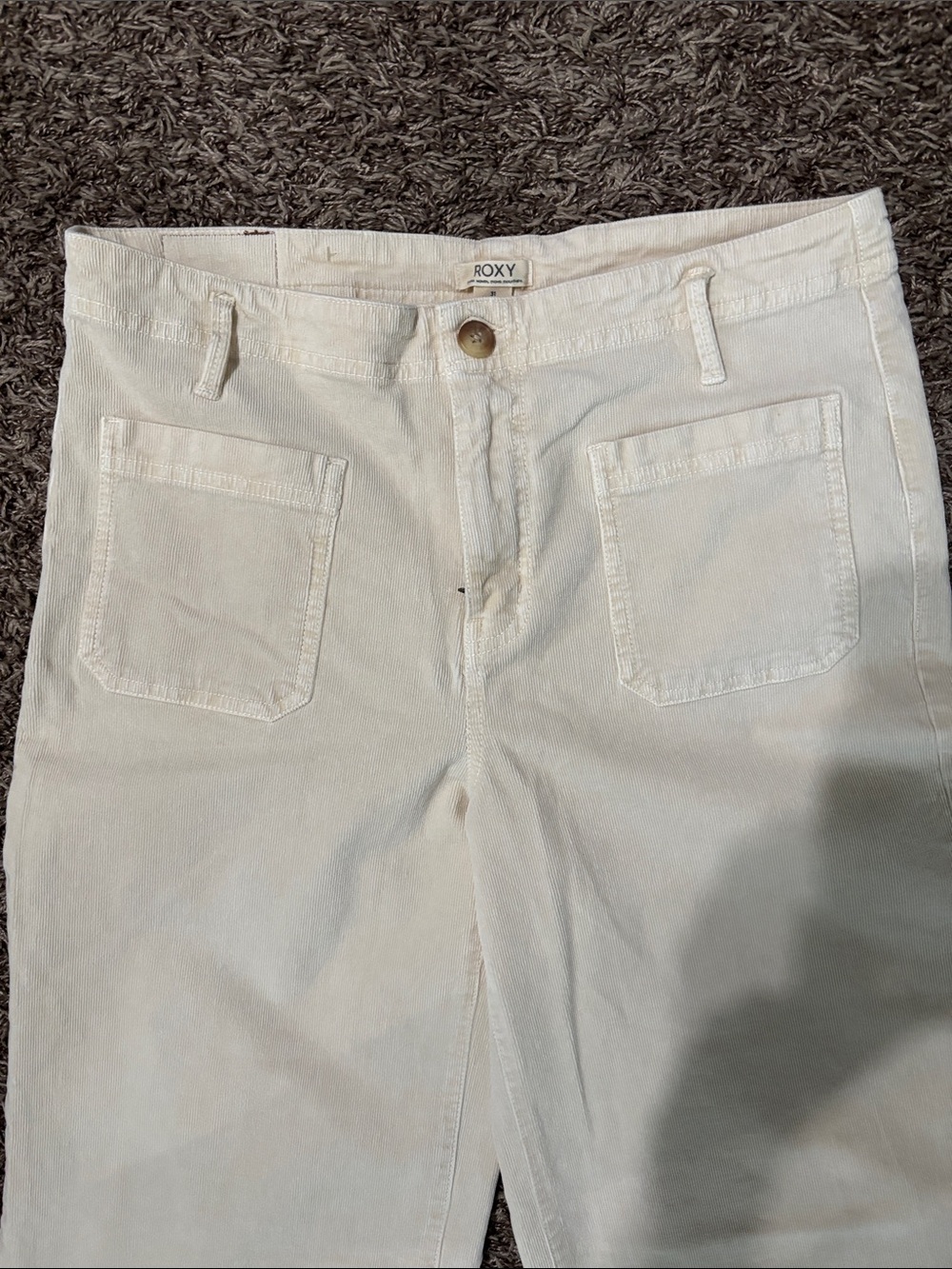 Roxy cream Front-Pocket High Waist Pants